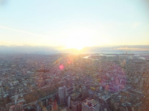 あべのハルカス展望台からの景色：夕焼け