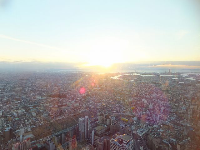 あべのハルカス展望台からの景色：夕焼け