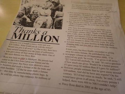 ミリオネアPercy Rossのお話:タイ英語留学の授業で